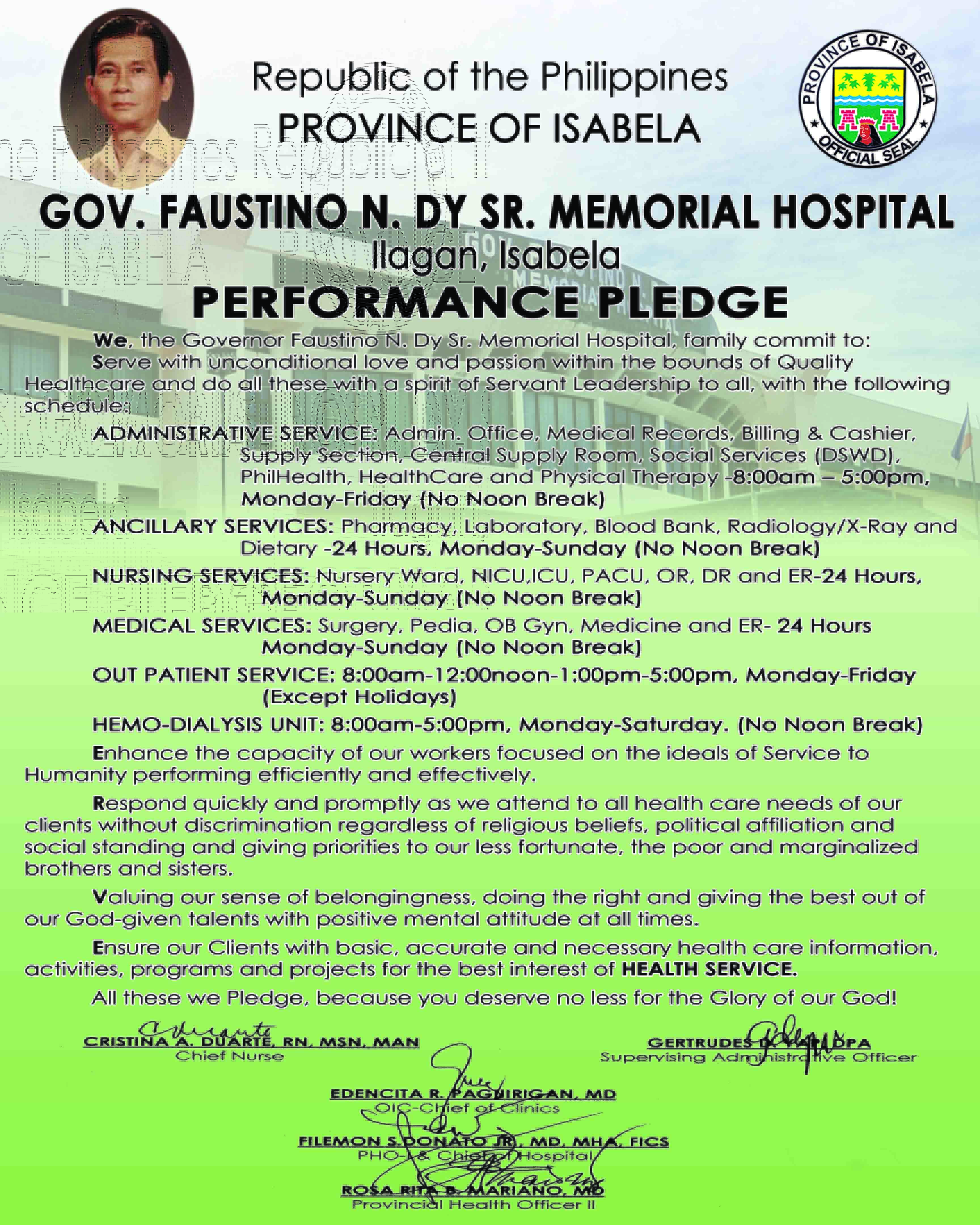 GFNDY Performance Pledge
